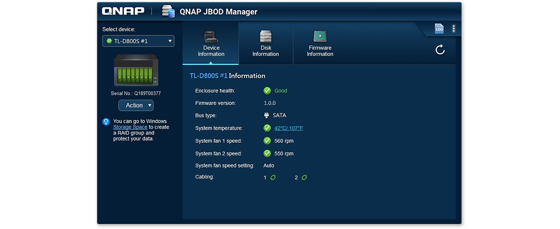 Gerencie o status do sistema com o JBOD Manager