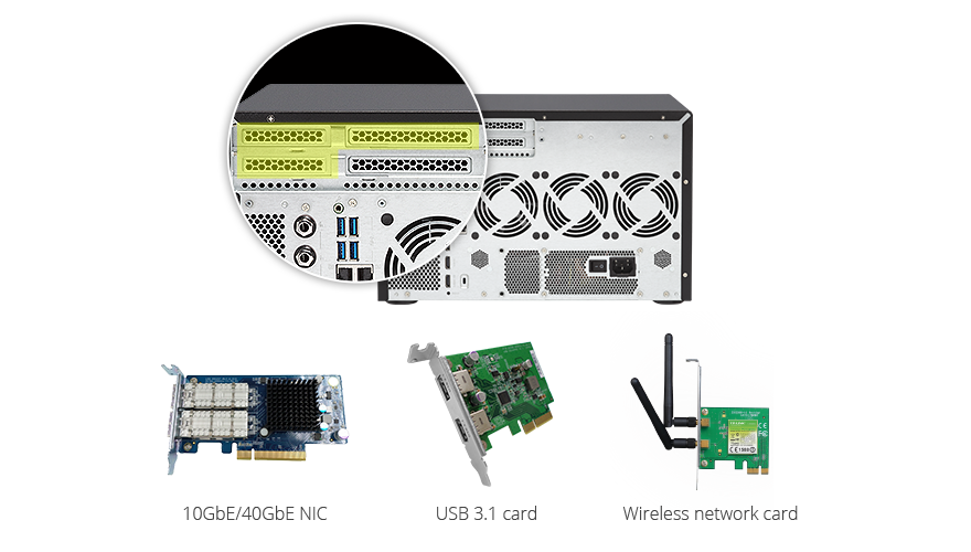 Slot PCIe para expandir as funcionalidades NAS