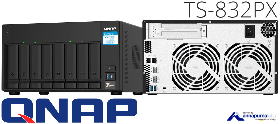TS-832PX, storage NAS com 8 baias e portas SFP+ 10GbE e 2,5GbE