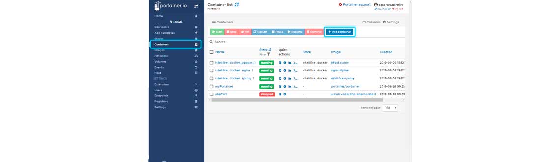 Portainer para implementações do Docker