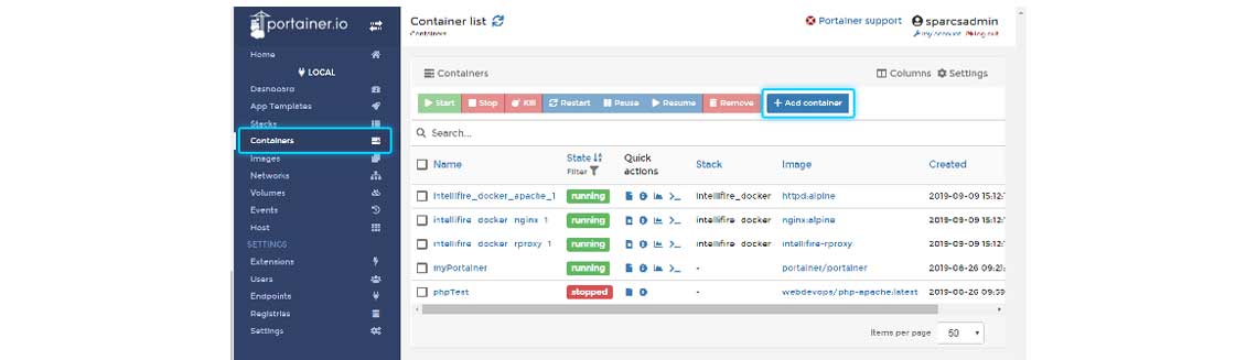Um server 2U com implementações do Docker com Portainer